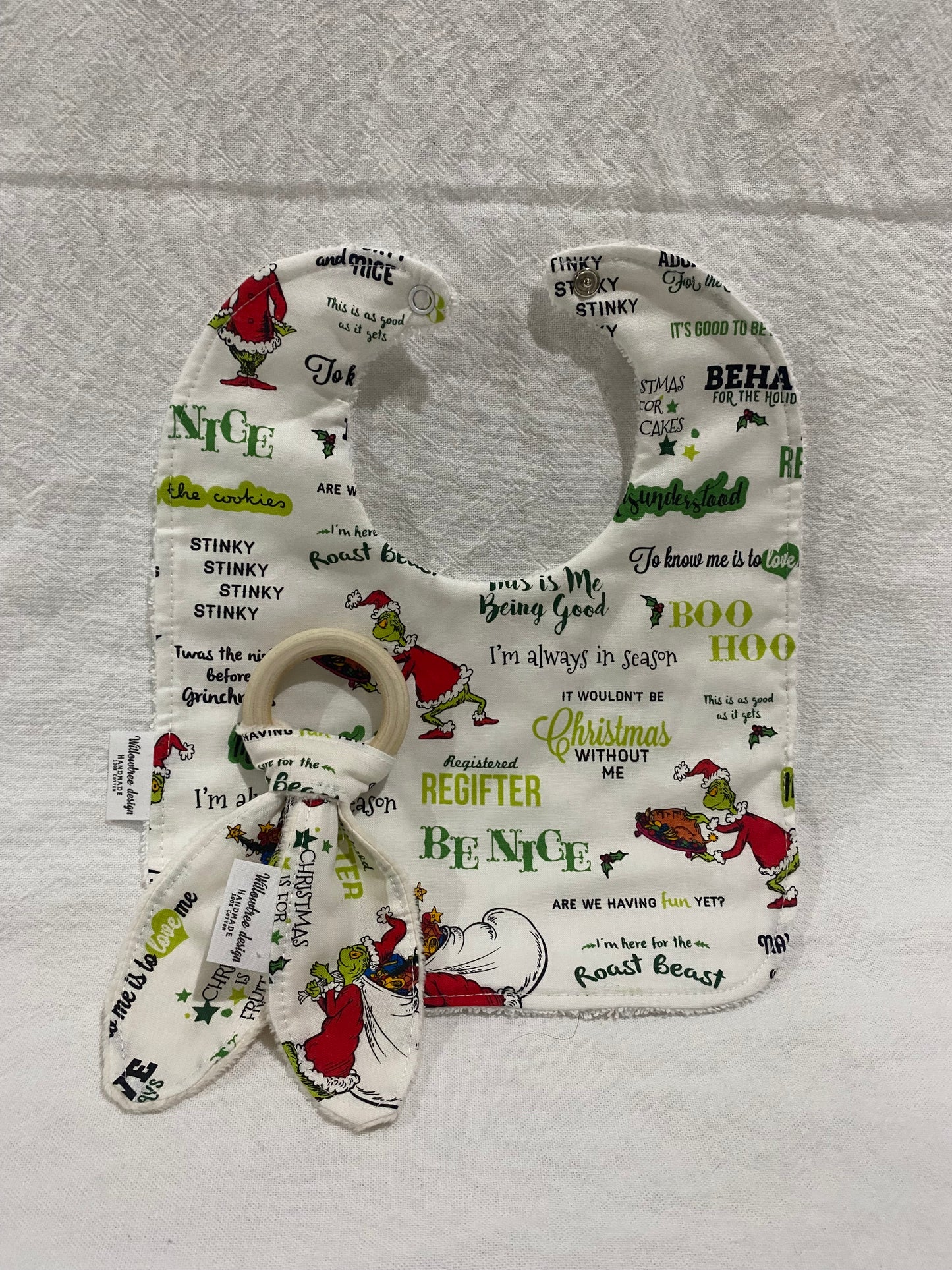 Christmas bib and teether set