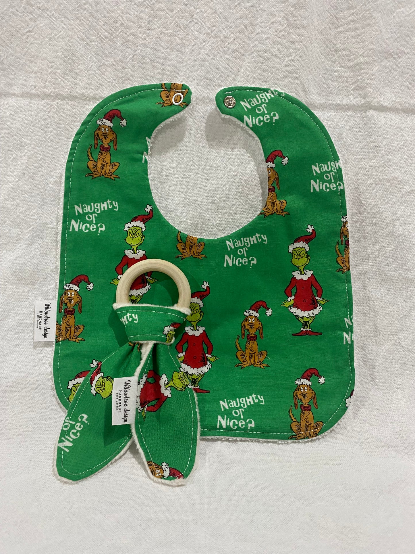 Christmas bib and teether set